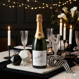 Sixtieth Birthday Elegant Black Script Personalize Sparkling Wine Label