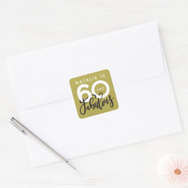 sixtieth making 60 look good birthday favor square sticker (Envelope)