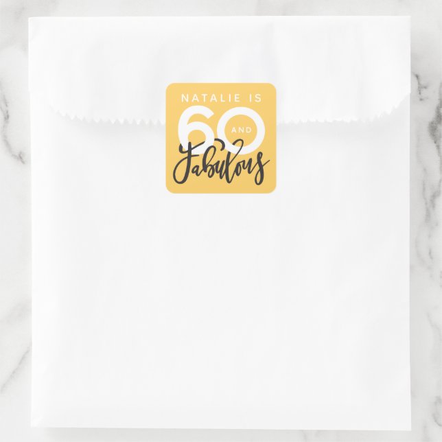 sixtieth making 60 look good birthday favor square sticker (Bag)