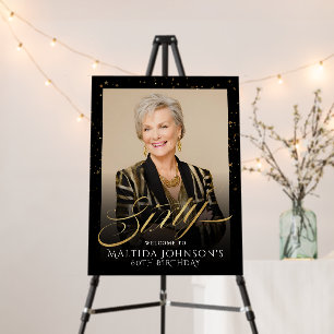 Sixty 60th Birthday Gold Black Photo Welcome Foam Board