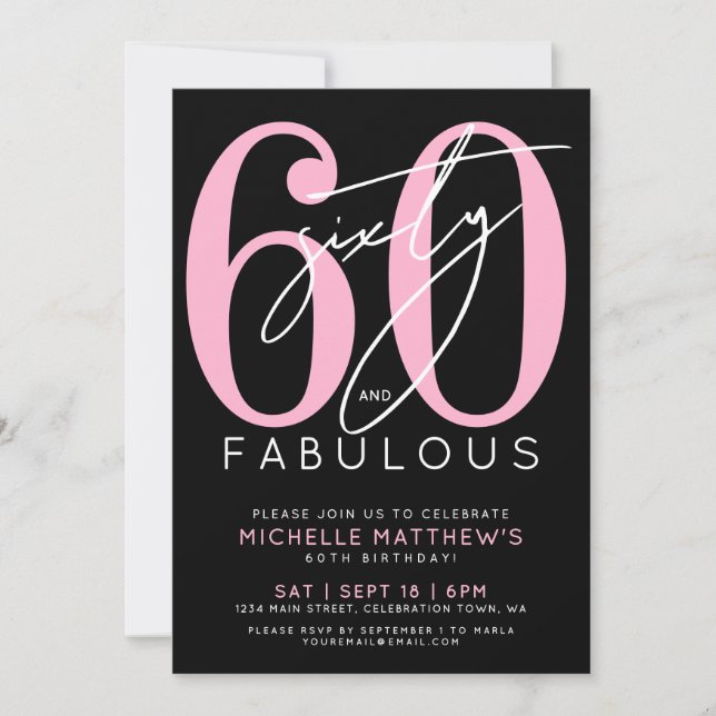 Sixty And Fabulous 60th Birthday Party Invitation (Front)