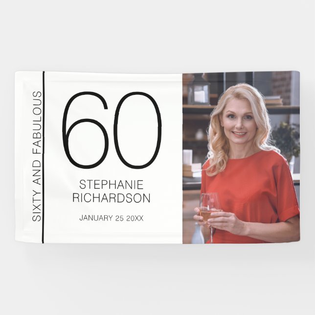 Sixty and Fabulous 60th Birthday Photo Poster Banner (Horizontal)