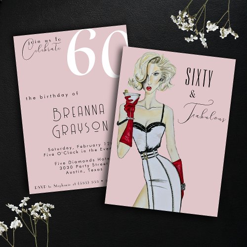 Sixty and Fabulous 60th Birthday Pin Up Girl Invitation