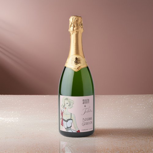 Sixty and Fabulous 60th Birthday Pin Up Girl Sparkling Wine Label