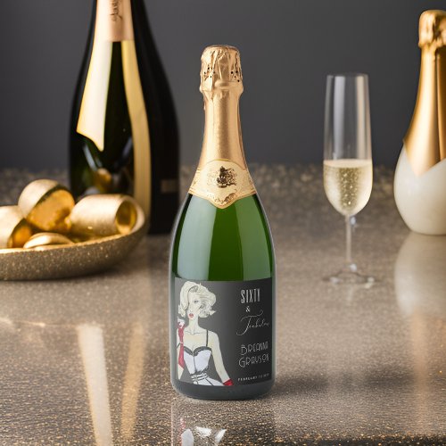 Sixty and Fabulous 60th Birthday Pin Up Girl Sparkling Wine Label