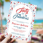 Sixty and Fabulous Beach Theme 60th Birthday Party Invitation<br><div class="desc">Sixty and Fabulous! Celebrate the sixtieth milestone year event with this modern beach birthday party design. The invitation features a relaxed red white blue beach party themed pattern with flip flop sandals, star fish and shells. It is perfect for inviting family and friends to come together for this special occasion....</div>