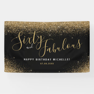 Sixty And Fabulous Birthday Party Glitter Name Banner