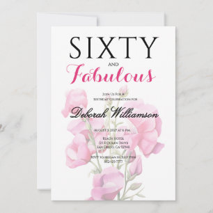 Sixty and Fabulous Black Pink 60th Birthday  Invitation