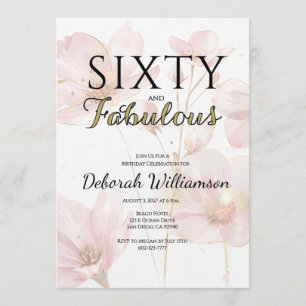 Sixty and Fabulous Black Pink 60th Birthday Party Invitation