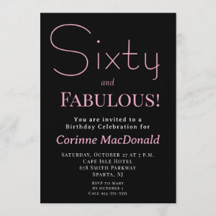 Sixty and Fabulous Blush Pink 60th Birthday Party Invitation