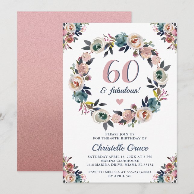 Sixty and Fabulous Chic Ladies 60th Birthday Party Invitation (Front/Back)
