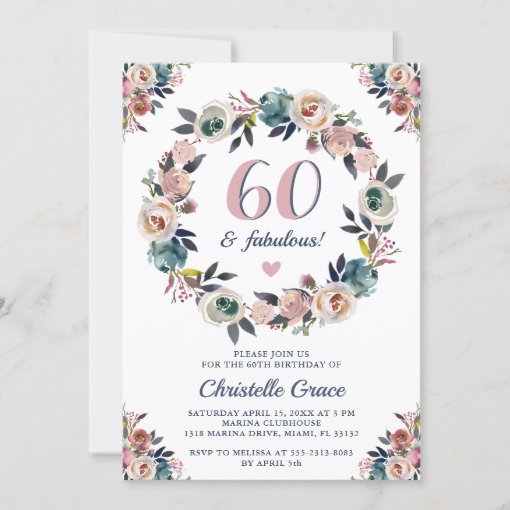 Sixty and Fabulous Chic Ladies 60th Birthday Party Invitation | Zazzle