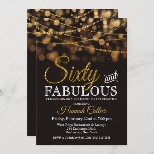 Sixty and Fabulous Glitter Birthday Invitation