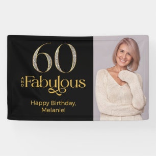 Sixty and Fabulous Gold Black 60th Birthday Photo Banner