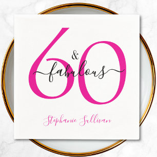 Sixty and Fabulous Name 60th Birthday Party Napkins