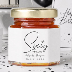 Sixty and Fabulous Name Date 60th Birthday Party Honey Jar Favors