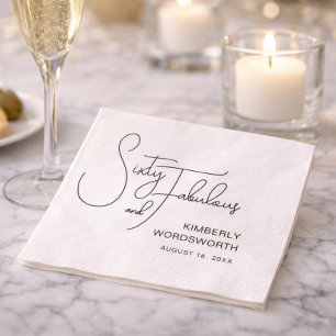 Sixty and Fabulous Name Date 60th Birthday Party Napkins