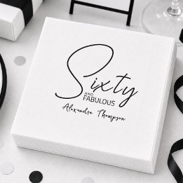Sixty and Fabulous Name Date 60th Birthday Party Napkins
