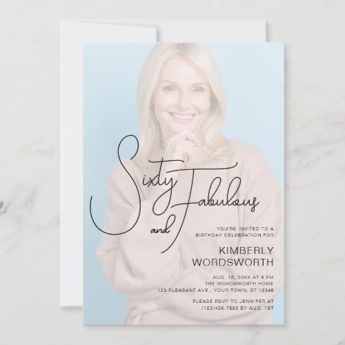 Sixty and Fabulous Photo 60th Birthday Party Invitation
