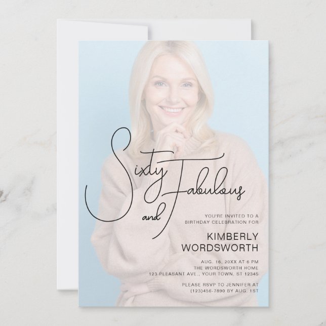 Sixty and Fabulous Photo 60th Birthday Party Invitation (Front)
