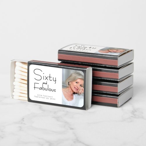 Sixty and Fabulous Photo 60th Birthday Party Matchboxes