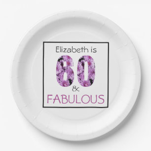 Sixty and Fabulous Purple Floral 60th Birthday Paper Plates