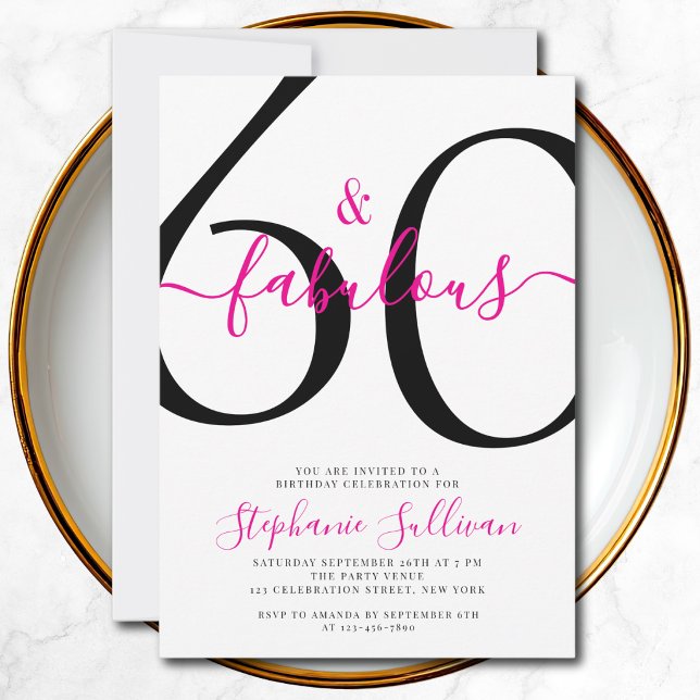 Sixty and Fabulous Script 60th Birthday Party Invitation (Creator Uploaded)