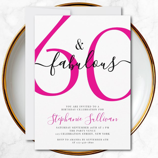 Sixty and Fabulous Script 60th Birthday Party Invitation (Creator Uploaded)