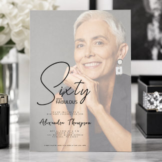 Sixty and Fabulous Script 60th Birthday Party Invitation