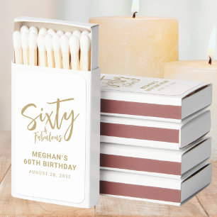 Sixty and Fabulous Script Name 60th Birthday Party Matchboxes