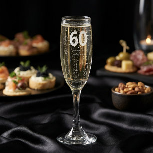 Sixty and Fabulous Script Pink 60th Birthday Party Champagne Flute