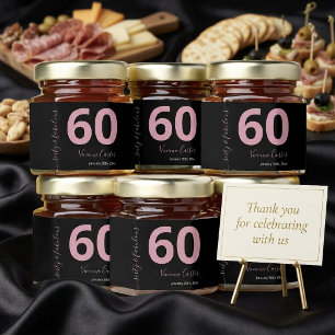 Sixty and Fabulous Script Pink 60th Birthday Party Honey Jar Favors