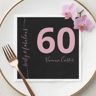 Sixty and Fabulous Script Pink 60th Birthday Party Napkins