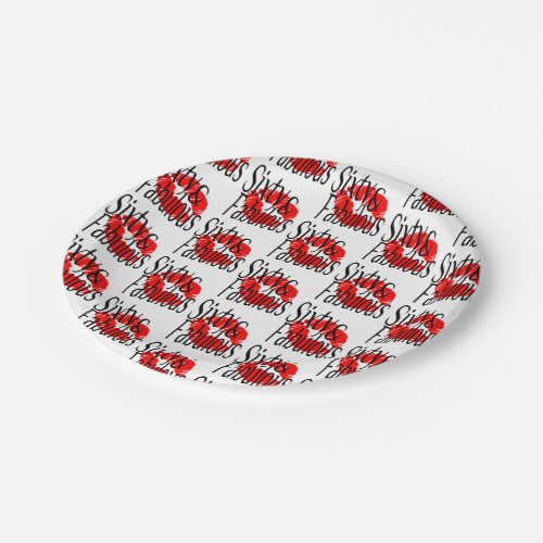 Sixty and Fabulous with Hot Red Lips Paper Plates