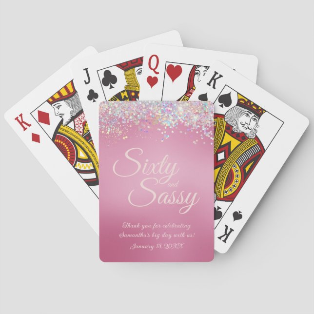 Sixty and Sassy 60th Birthday Party Favor Poker Cards (Back)
