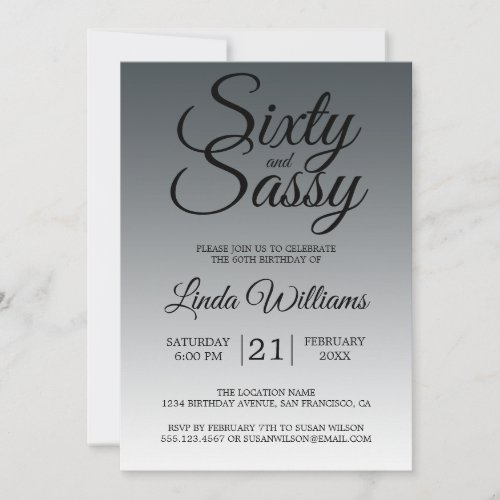 Sixty and Sassy Charcoal Black 60th Birthday