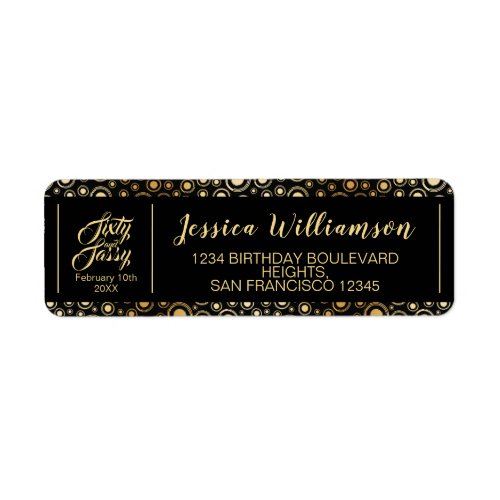 Sixty and Sassy Elegant Black Gold 60th Party RSVP Label