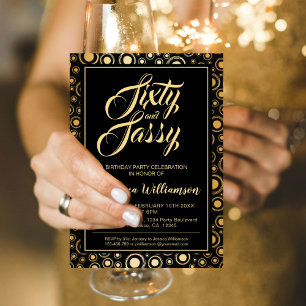 Sixty And Sassy Elegant Gold Black 60th Birthday Invitation