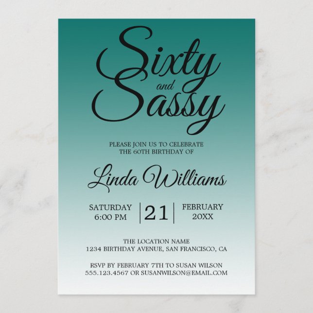 Sixty and Sassy Emerald Green 60th Birthday Invitation (Front)