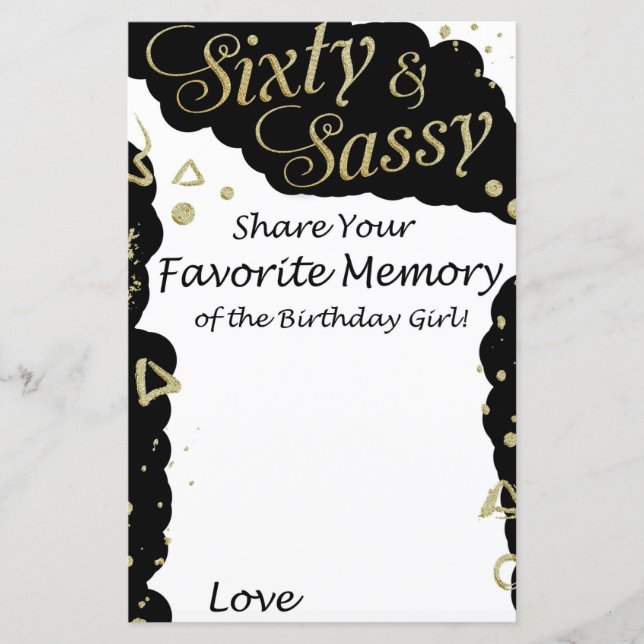 Sixty and Sassy Favorite Memory of the Birthday (Front)