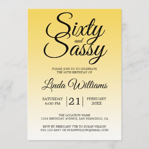 Sixty and Sassy Lemon Yellow Ombre 60th Birthday