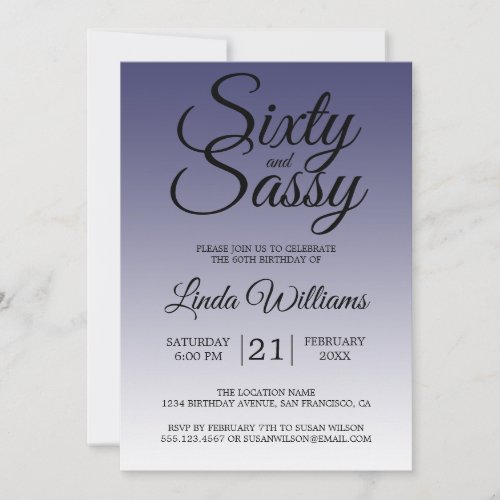 Sixty and Sassy Navy Blue 60th Birthday