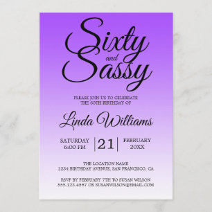 Sixty and Sassy Purple Ombre 60th Birthday Invitation