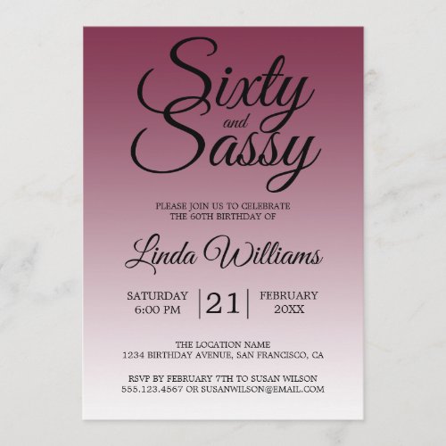 Sixty and Sassy Red Plum 60th Birthday