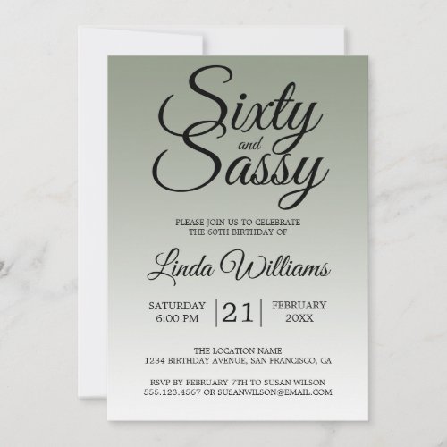 Sixty and Sassy Sage Green 60th Birthday