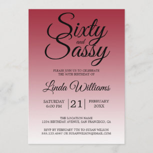Sixty and Sassy Scarlet Red 60th Birthday Invitation