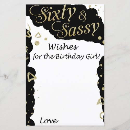 Sixty and Sassy  Wishes for the birthday girl game