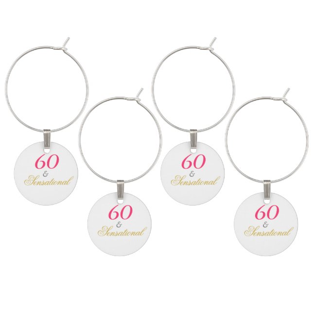 Sixty and Sensational Wine Charm (Staggered)