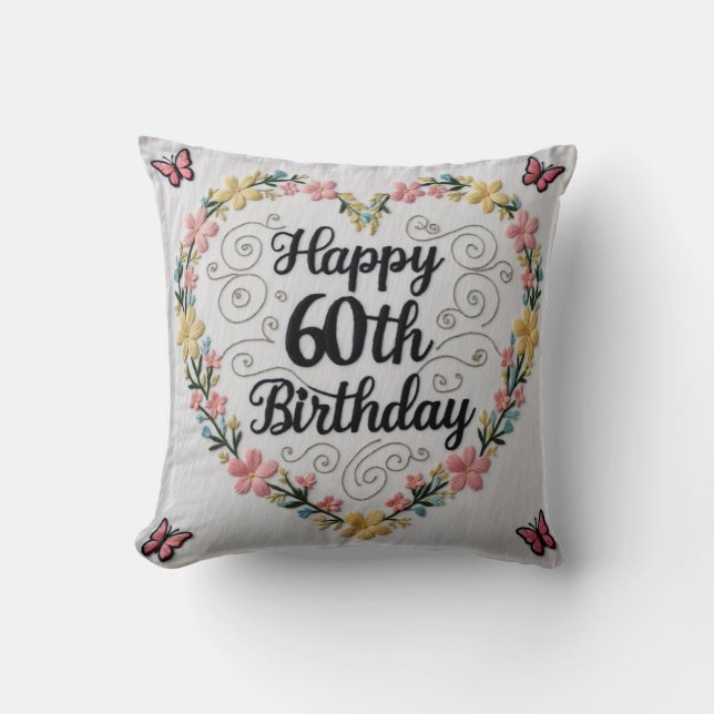 "Sixty and Spectacular" Throw Pillow: Celebration  Pillow (Front)