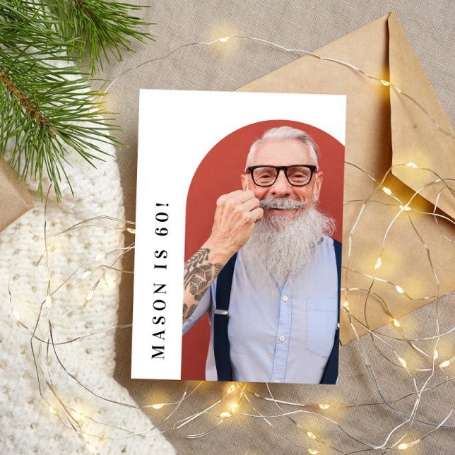 sixty arch photo 60th modern simple birthday party invitation (Creator Uploaded)